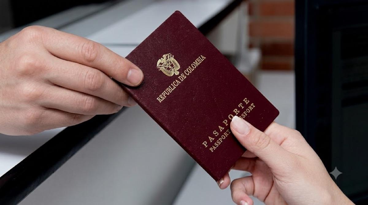 Persona sosteniendo un pasaporte colombiano
